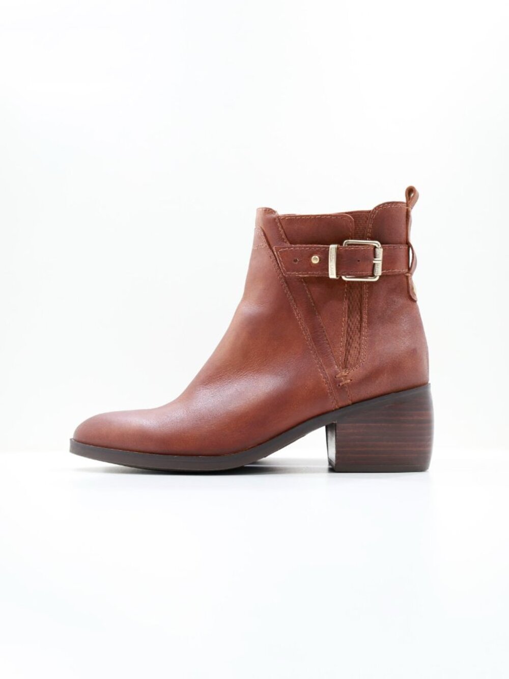 Lucca Lane Meyna Brown Leather 2.5" Block Heel Ankle Boots - 8